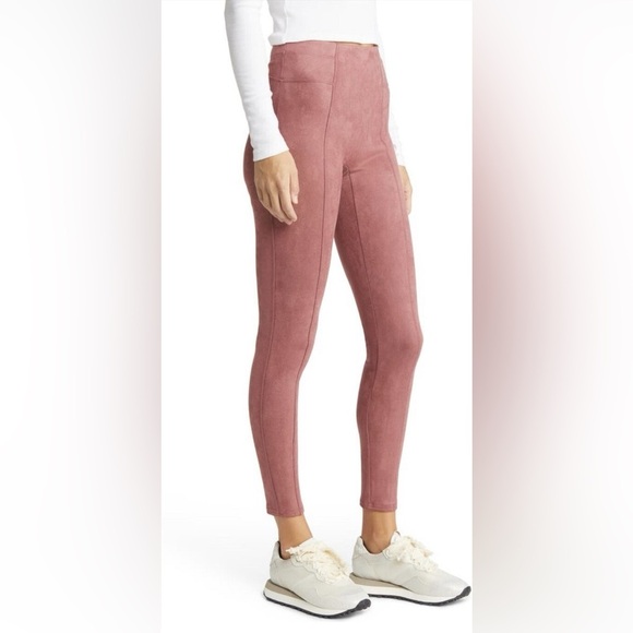 NEW Spanx Faux Suede Leggings Rich Rose Pink Petite Medium 20322Q NWT - Picture 1 of 11